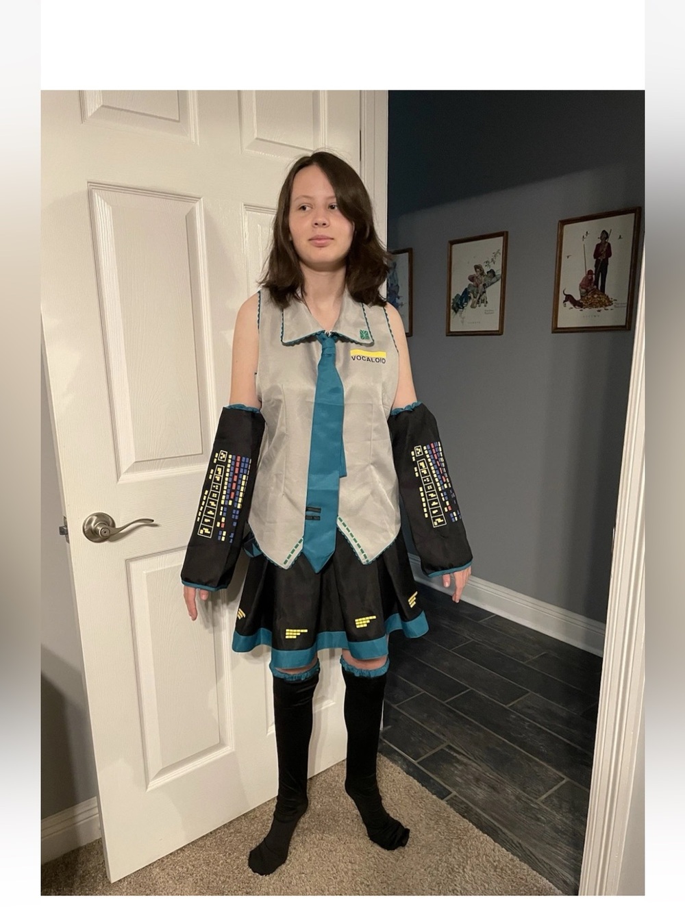 Hatsune Miku Vocaloid Cosplay Costume Halloween Girls L Fits Like Adult XS/S